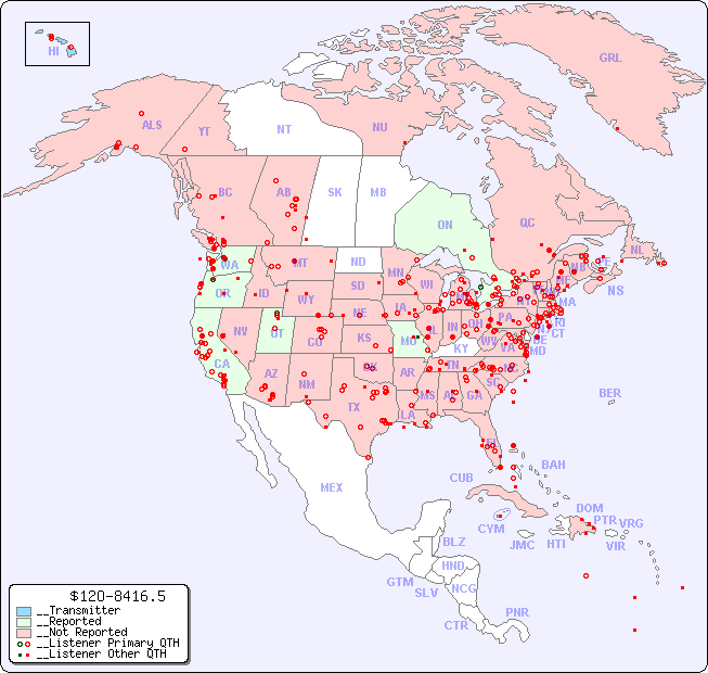 __North American Reception Map for $12O-8416.5