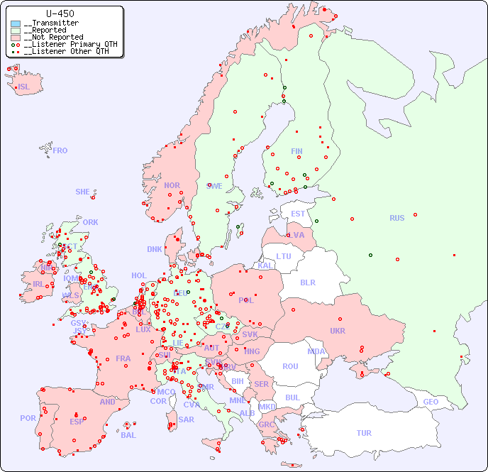 __European Reception Map for U-450