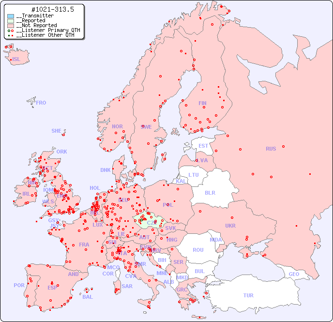 __European Reception Map for #1021-313.5