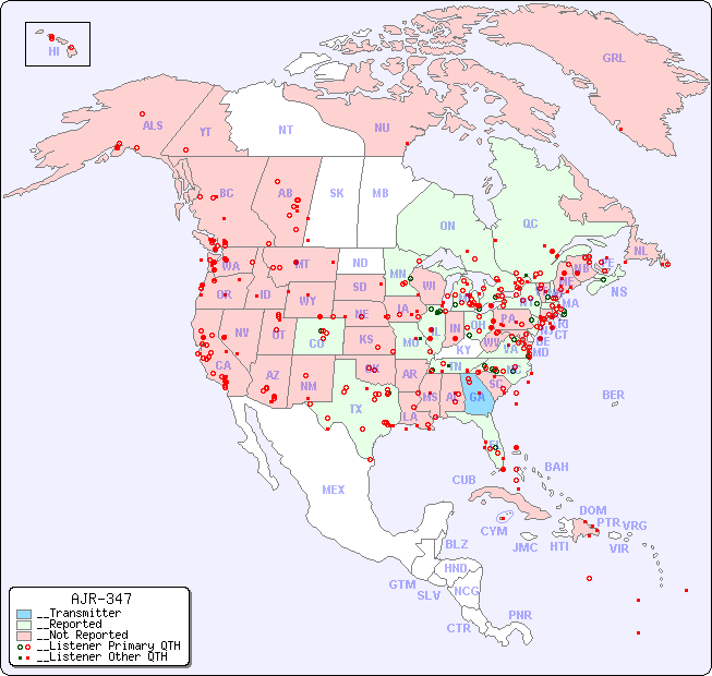 __North American Reception Map for AJR-347