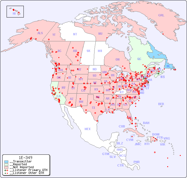 __North American Reception Map for 1E-349