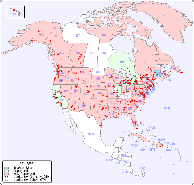 __North American Reception Map for 2I-359