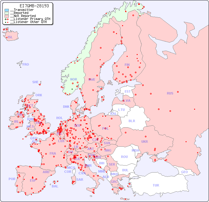 __European Reception Map for EI7GMB-28193
