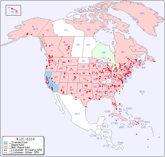 __North American Reception Map for $12C-6314