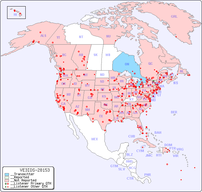 __North American Reception Map for VE3IDS-28153