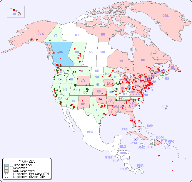 __North American Reception Map for YKA-223