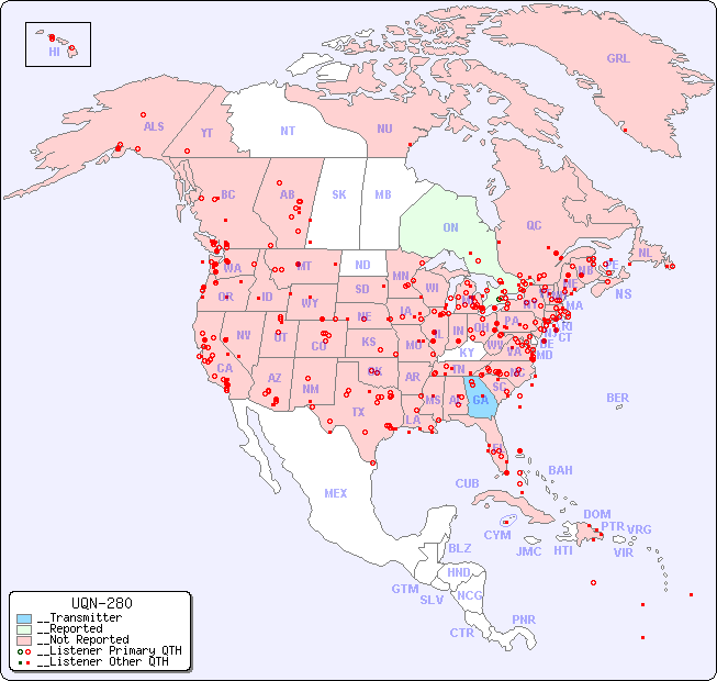 __North American Reception Map for UQN-280