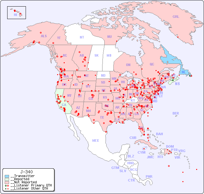 __North American Reception Map for J-340