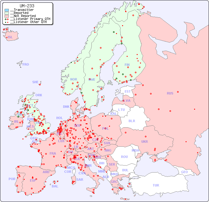 __European Reception Map for UM-233