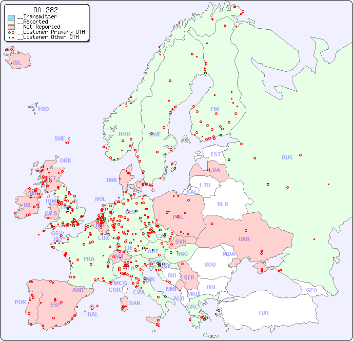 __European Reception Map for OA-282