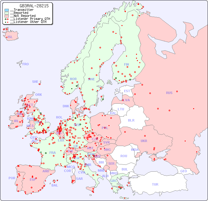 __European Reception Map for GB3RAL-28215