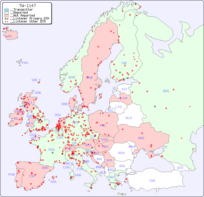__European Reception Map for TW-1147