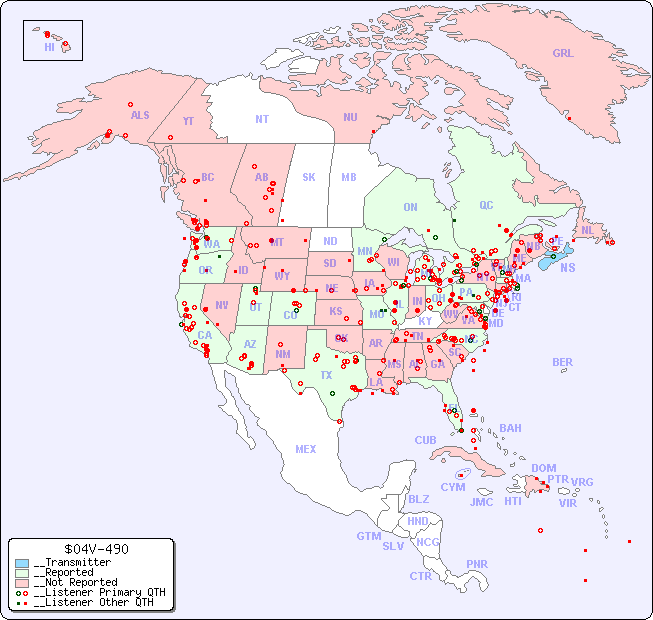 __North American Reception Map for $04V-490