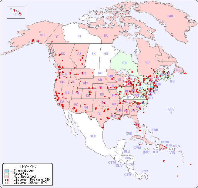 __North American Reception Map for TBY-257