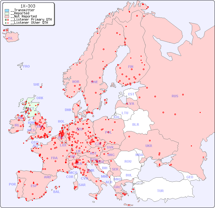 __European Reception Map for 1X-303