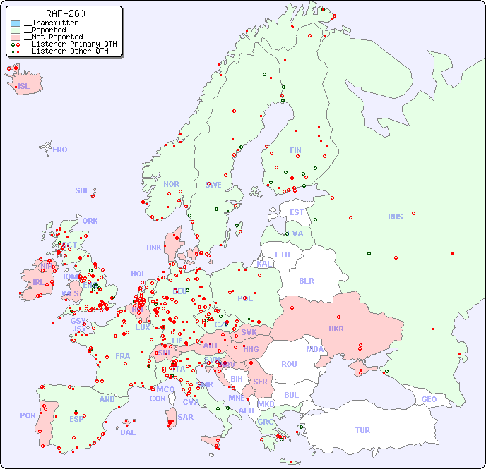__European Reception Map for RAF-260