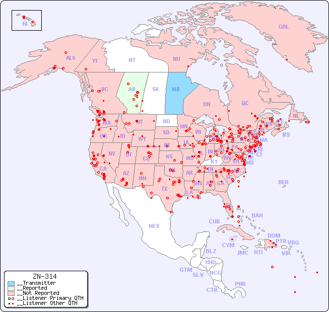__North American Reception Map for ZN-314