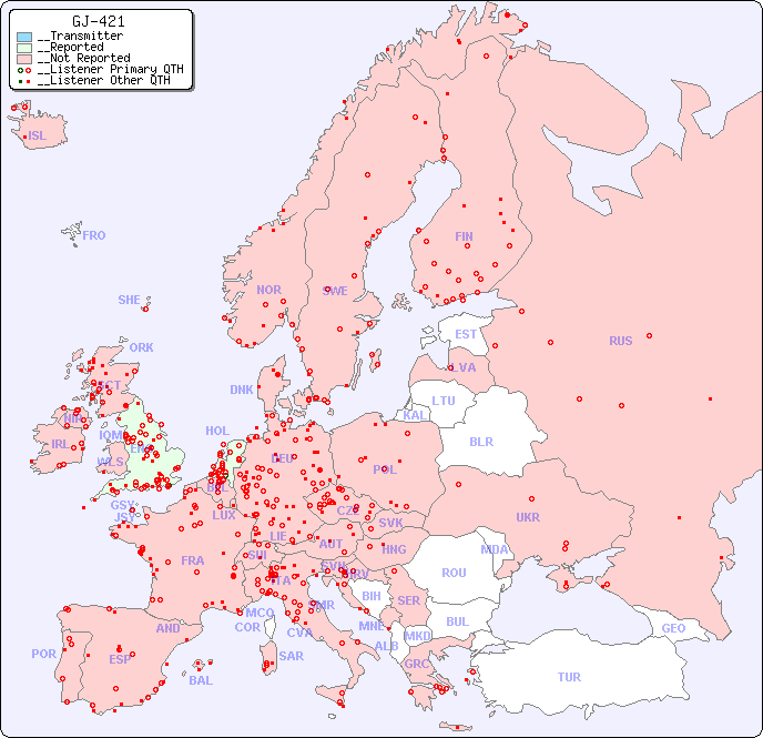 __European Reception Map for GJ-421