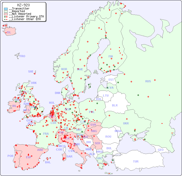 __European Reception Map for HZ-920