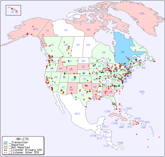 __North American Reception Map for NM-278