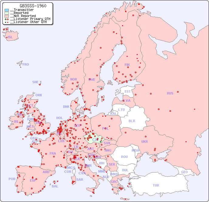 __European Reception Map for GB3SSS-1960