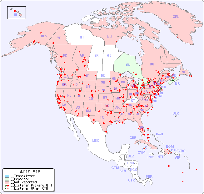 __North American Reception Map for $01S-518