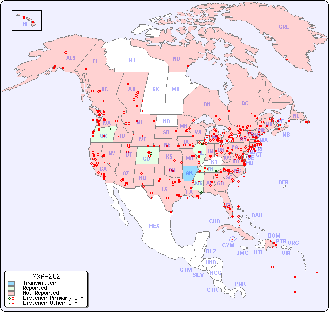 __North American Reception Map for MXA-282