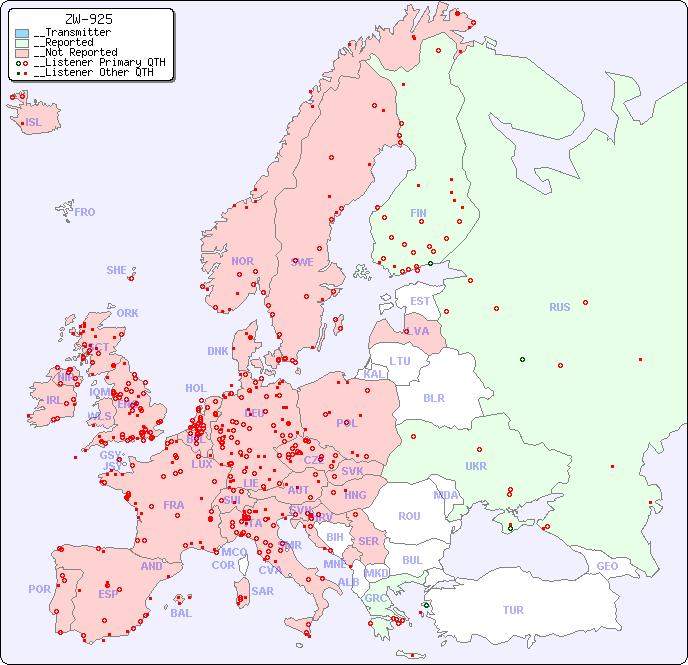__European Reception Map for ZW-925
