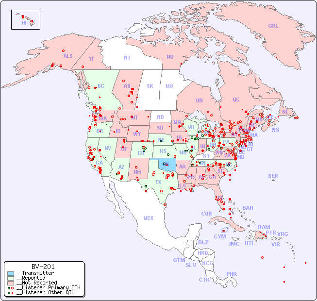 __North American Reception Map for BV-201