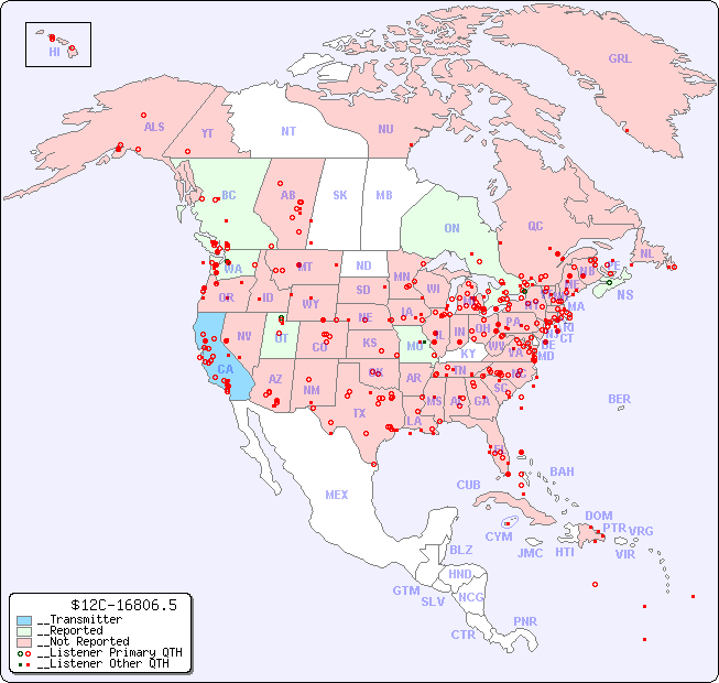 __North American Reception Map for $12C-16806.5