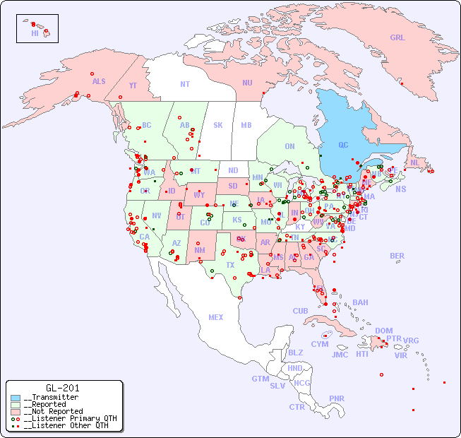 __North American Reception Map for GL-201