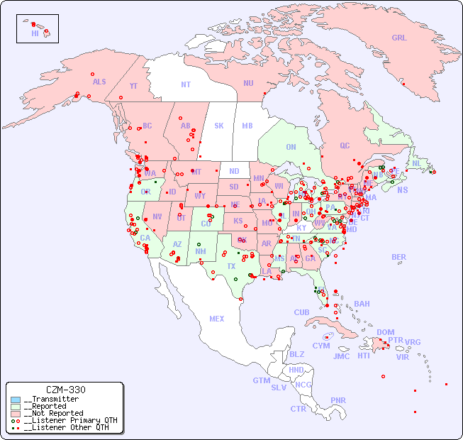 __North American Reception Map for CZM-330