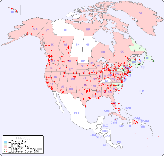 __North American Reception Map for FAR-332