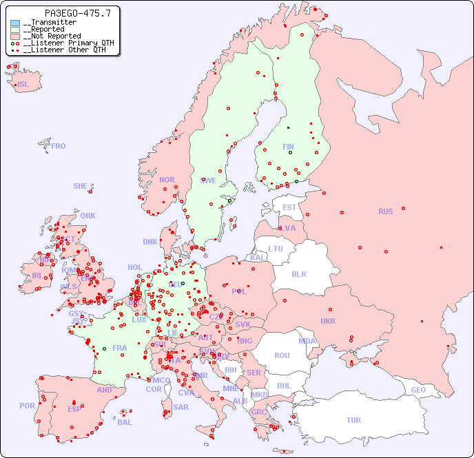 __European Reception Map for PA3EGO-475.7