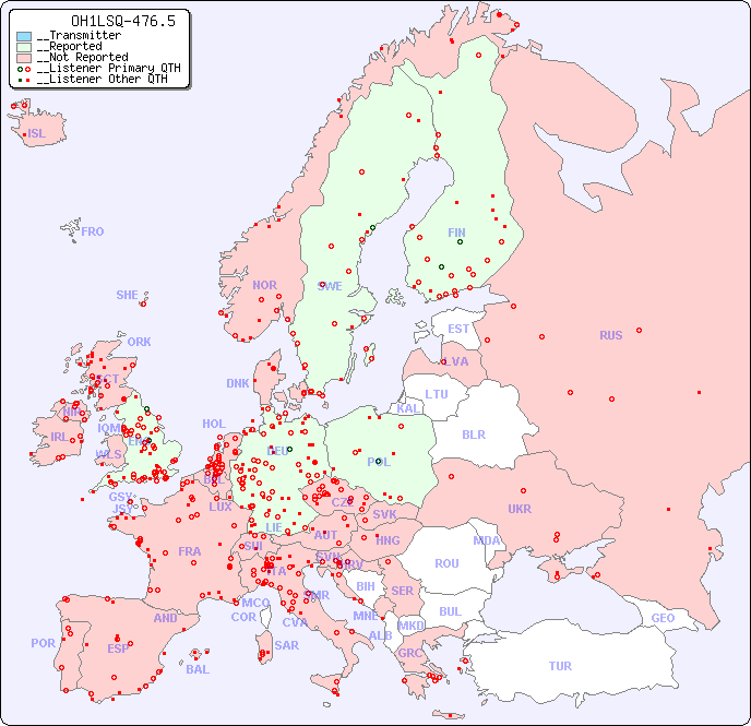 __European Reception Map for OH1LSQ-476.5