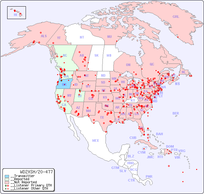 __North American Reception Map for WD2XSH/20-477