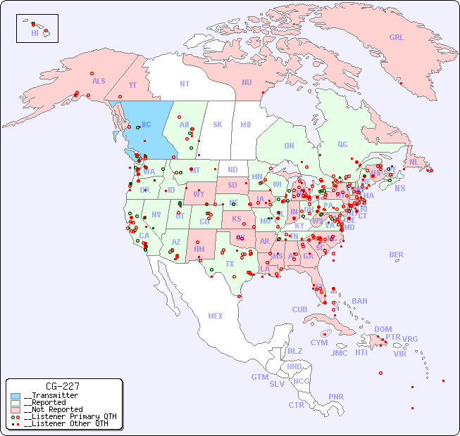 __North American Reception Map for CG-227