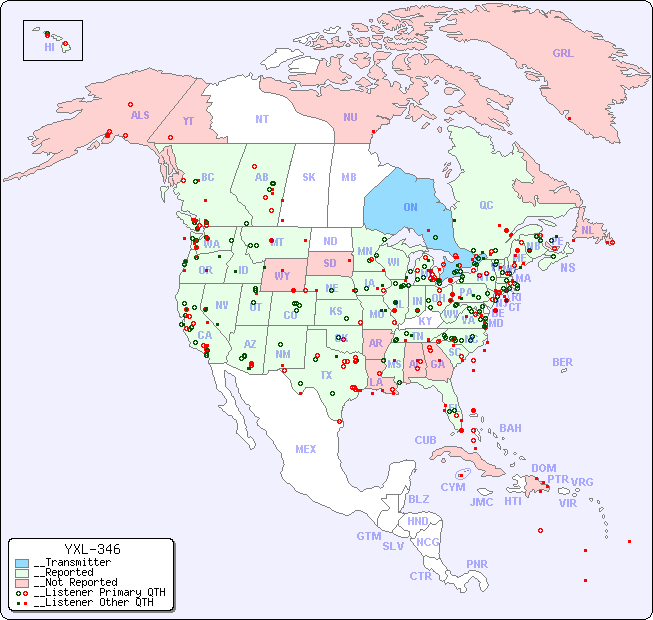 __North American Reception Map for YXL-346