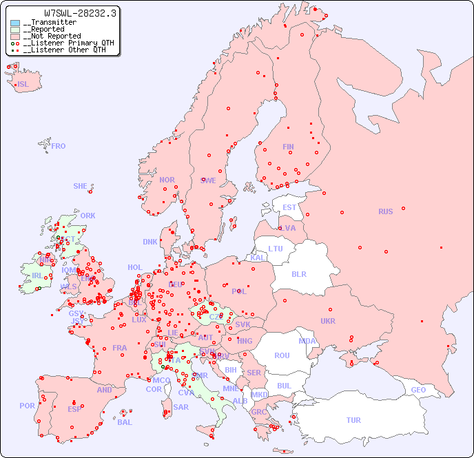 __European Reception Map for W7SWL-28232.3