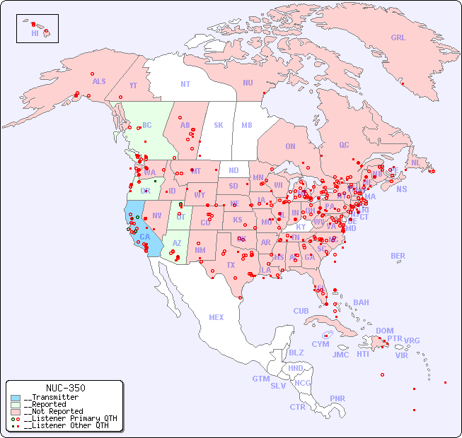 __North American Reception Map for NUC-350