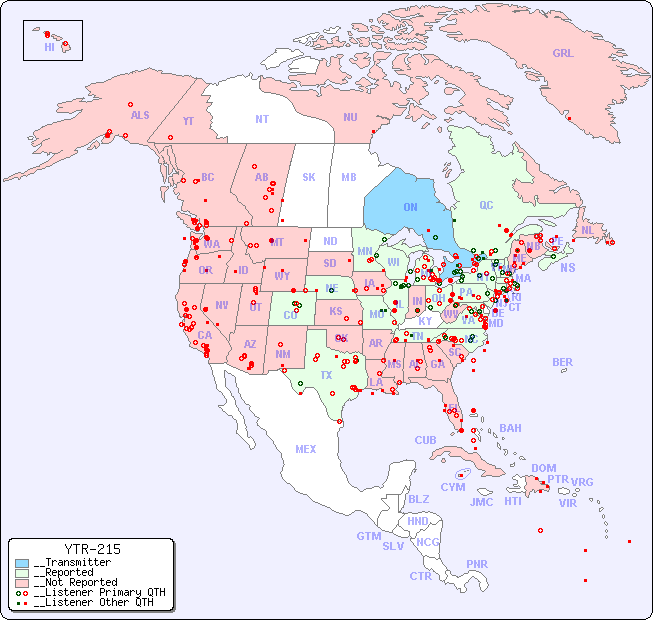 __North American Reception Map for YTR-215