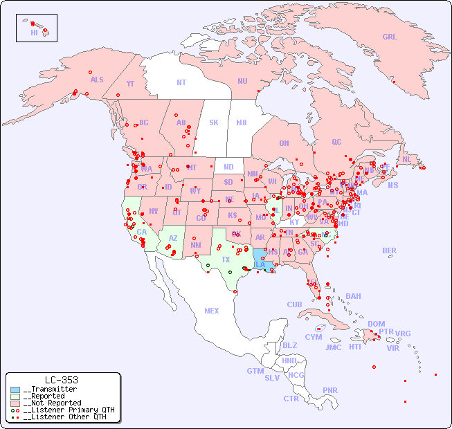 __North American Reception Map for LC-353