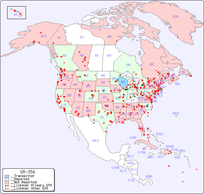 __North American Reception Map for GR-356