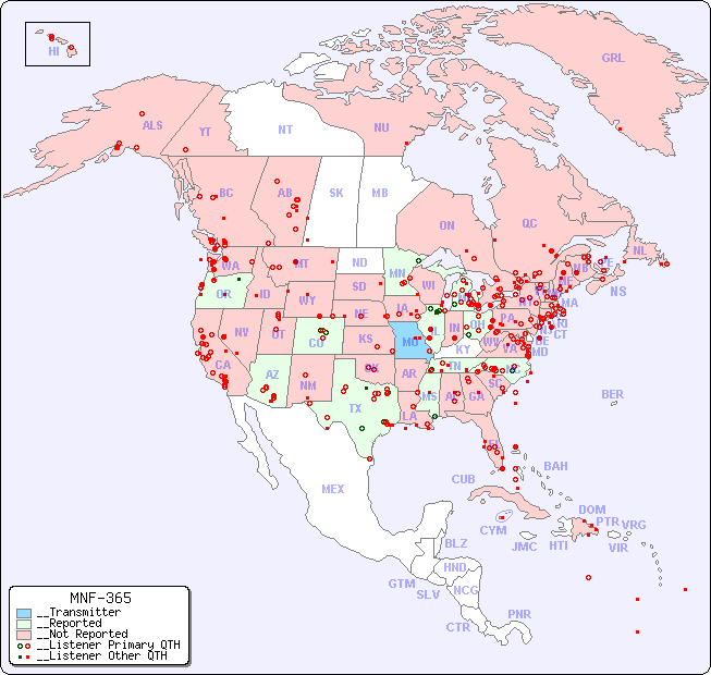 __North American Reception Map for MNF-365