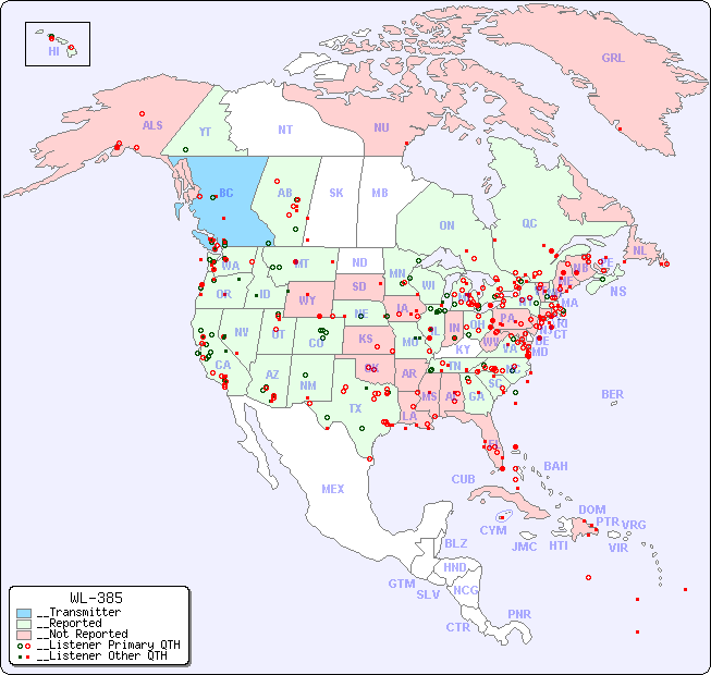 __North American Reception Map for WL-385