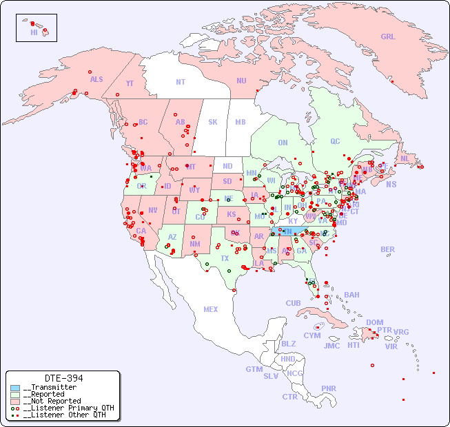 __North American Reception Map for DTE-394
