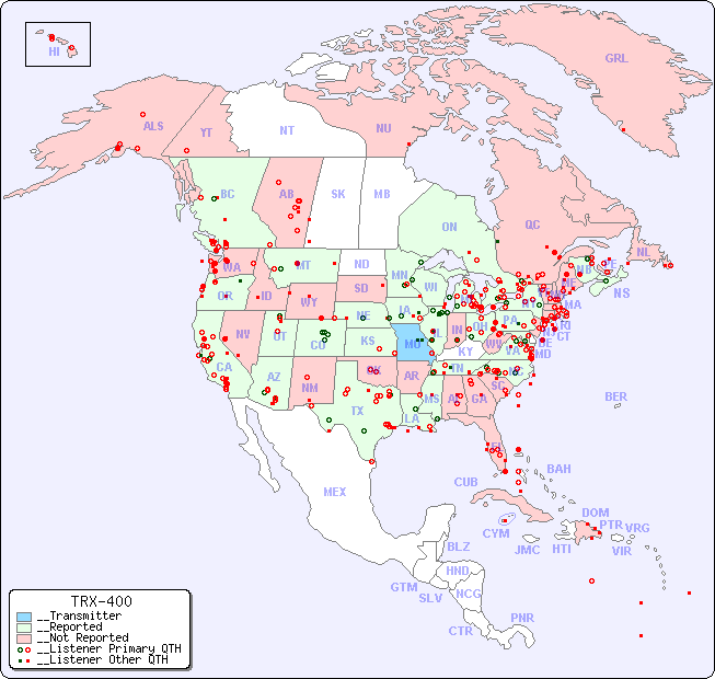 __North American Reception Map for TRX-400