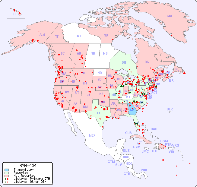 __North American Reception Map for BMW-404