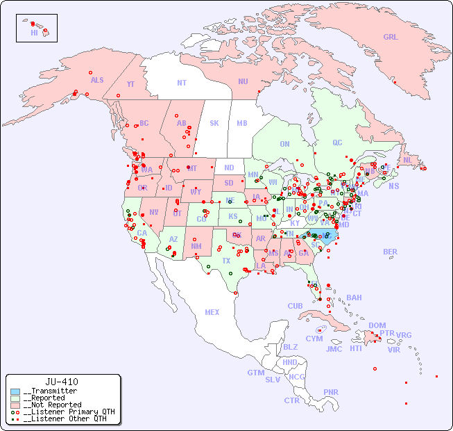 __North American Reception Map for JU-410