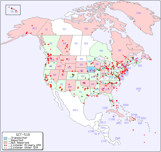 __North American Reception Map for GCT-518